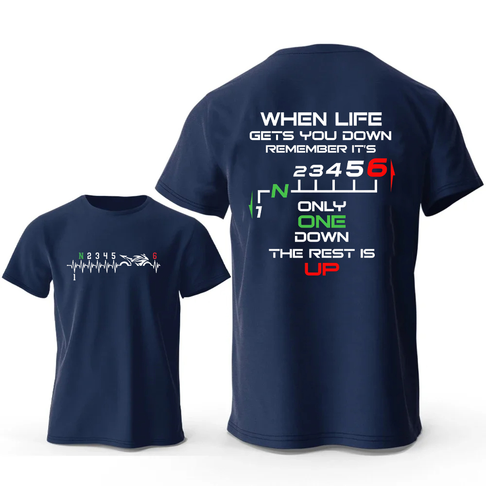 Motorcycle Gear Sleeve - T-shirt rétro imprimé Heartbeat pour hommes,