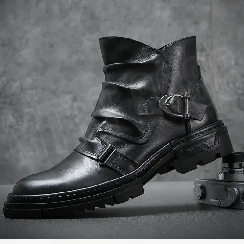 Bottes en cuir rétro pour homm - Motorcycle Gear Used avis et prix