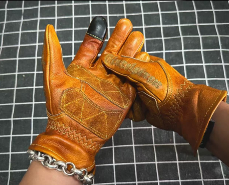 Gants de moto rétro en cuir vé - Motorcycle Gear Used avis et prix