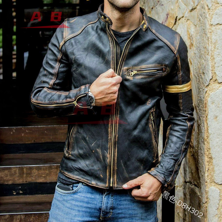 Blouson en cuir rétro pour mot - Motorcycle Gear Used avis et prix
