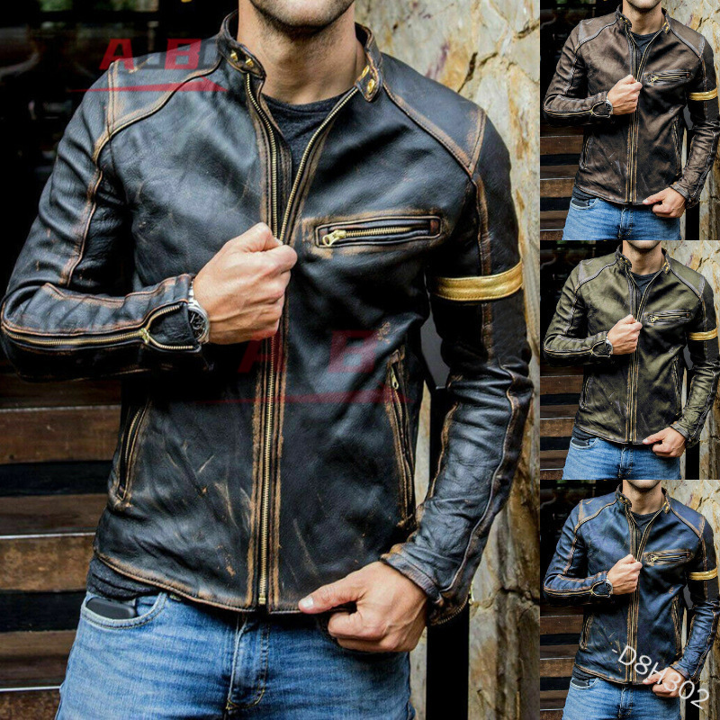 Blouson en cuir rétro pour mot - Motorcycle Gear Used avis et prix