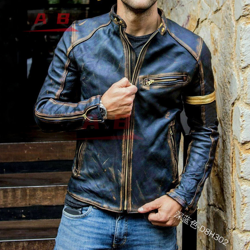 Blouson en cuir rétro pour mot - Motorcycle Gear Used avis et prix
